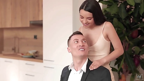 Sexy girl with a youngergap tempts joana