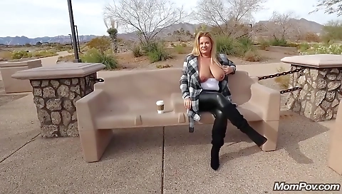 Big tit blonde fucked in the kitchen