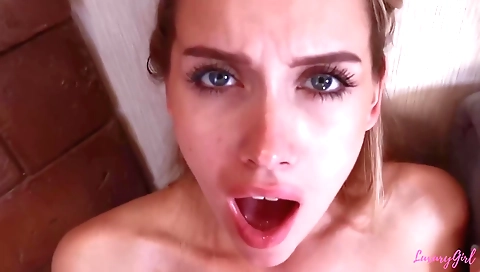 Blonde slutty takes a big black cock in her mouth