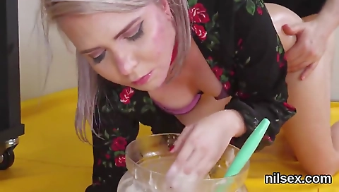 Sexy blonde ride expectsing on a black cock