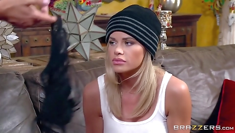 Sexy blonde babe fucked by a black cock