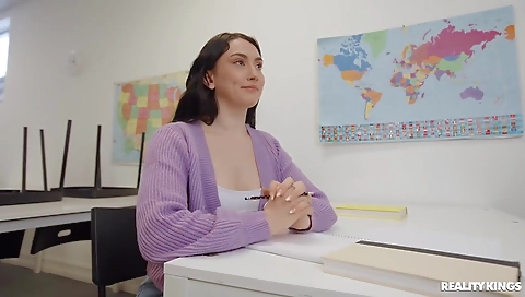 Sexy young brunette like shack